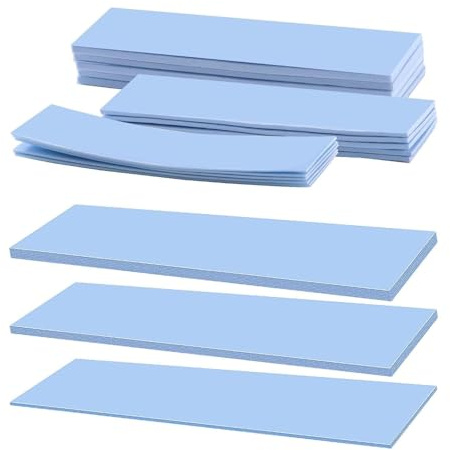 FWORUAIS 18 PCS Assorted Thicknesses 0.5 1.0 1.5 mm Heat Conductive Silicone Pads with Thermal Conductivity of 6.0 W/MK, Soft Safe Simple to Apply for SSD CPU GPU-Blue