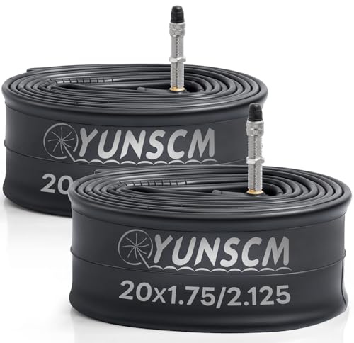 YunSCM 2-PCS 20 inch vélo Tubes 20x1.75 20x1.95 20x2.0 20x2.10 20x2.125 C4E-40L Dunlop Valve Compatible with 20X1.75/2.125 Road/MTB vélo Pneu Tubes