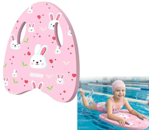 EVA Foam Swimming Kickboard for Adults & Kids - Cartoon Bunny Design with Non-Slip Texture, 32x40cm Lightweight Pool Training Board, Beginner Swim Aid Float (A)