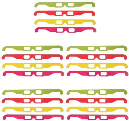 PERSELOSO 20 Gafas 3D de Cartón para Niños y Amigos, para Películas y Juegos 3D en Casa, Diseño Ligero y Colores Variados