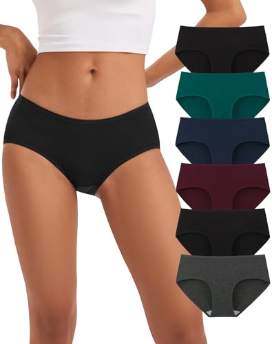 INNERSY Womens Underwear Basic Cotton Knickers Ladies Comfy Briefs Panties Multipack 6 (16, Dark)
