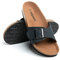 Pantoletten Damen Sandalen Sommer Zehentrenner Hausschuhe mit Fussbett Schnallen Frauen Schlappen Outdoor Sommerschuhe Flach 1 Schwarz Größe 37 EU