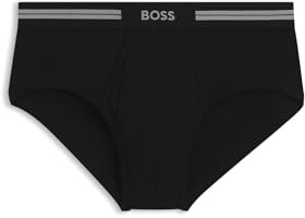 BOSS Traditionella original trosor av ribbad bomull med logotyp på linningen, Black1, S