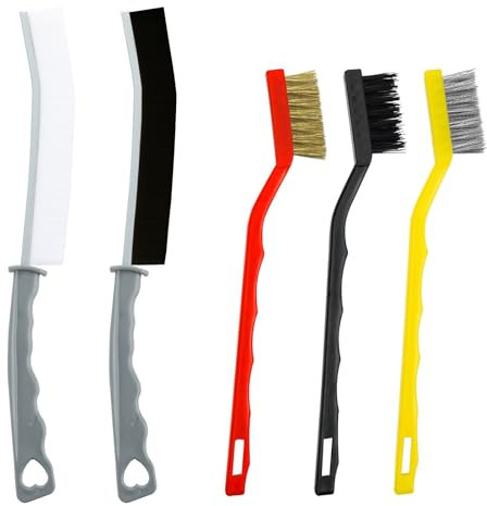 5PCS Cepillos para Ranuras con Cerdas Anguladas, Cepillo Limpiador de Juntas con Limpieza Eficiente de Grietas en Ventanas, Puertas y Espacios Difíciles - para Suelos, Baño y Cocina