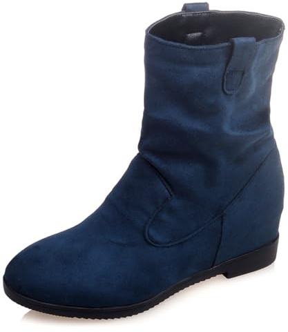 Lroey Reoly Bottines Femme Talon Compensé, Bottes Slouch Bout Rond Talons Moyen Bottes Courtes A Enfiler, V14392Yb Bleu Taille 38 EU