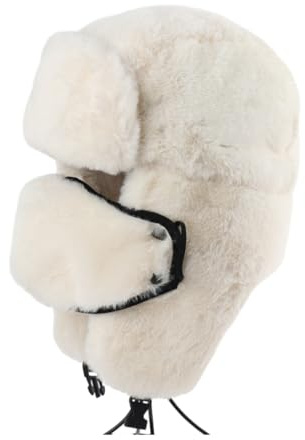budiniao Resta Caldo e alla Moda - Cappelli da Neve con paraorecchie per Uomo e Donna Donna Uomo Distintivo Militare dell'Esercito sovietico Cappello Russo Semplice, Bianco