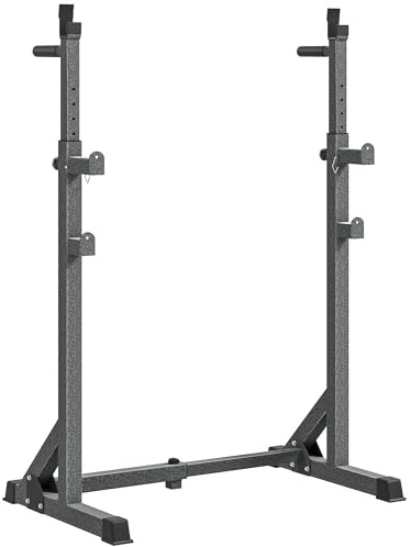 SPORTNOW Heavy-Duty Squat Rack, Adjustable Barbell Rack with Dip Station, Multi-Function Weight Lifting, for Home, Gym, Max Load 150kg - Black