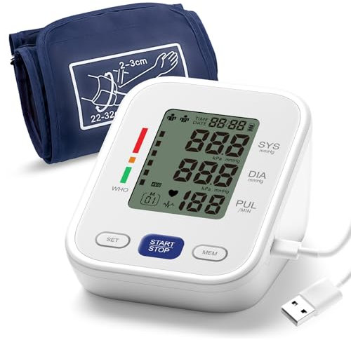 BP Monitor Blood Pressure CE Certified Accuracy Medical Blood Pressure Machine Upper Arm BP Monitor for Home Use Heart Rate Hypertension Monitor LCD Display Large Cuff 8.7”-12.6” 2 * 99 Memory