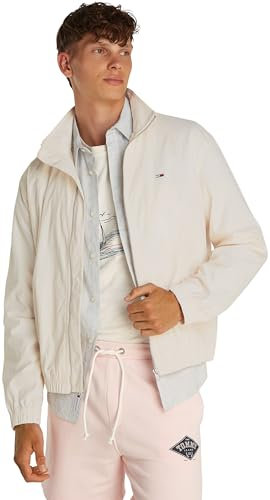 Tommy Jeans Cazadora cortavientos Hombre Essential con cuello alto, Marfil (Ancient White), 3XL