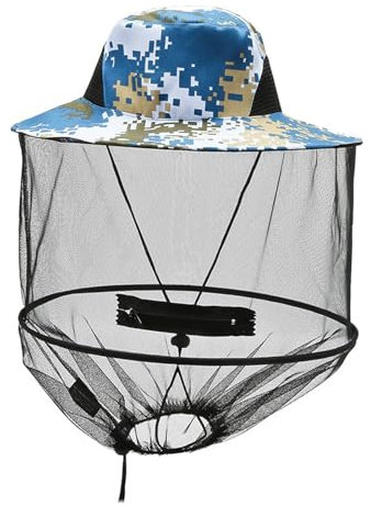 Imkerhut, Moskitonetz Hut, Mückenhut, Hut mit Moskitonetz, Moskito Kopfnetz Hut für Outdoor-Enthusiasten Landwirtschaft Jagd Wandern und Gartenarbeit(Marineblaue Tarnung)