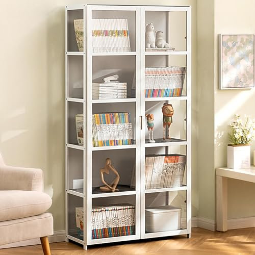 Pounjsd estanteria con Puertas de Cristal, Mueble Expositor Colecciones, Expositor Figuras, libreria Vitrina, vitrinas para Colecciones, Gran Capacidad De Carga, para Colecciones Vitrina de Muñecas