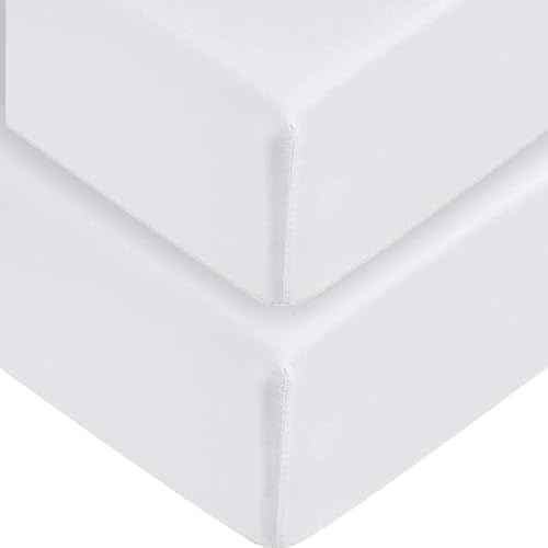 DTEX HOMES 2 x 800 Thread Count - Extra Deep Fitted Sheet 40 cm 16 Inch - 100% Pure Egyptian Cotton Sateen Super Soft Hotel Quality Bedding, Double - White