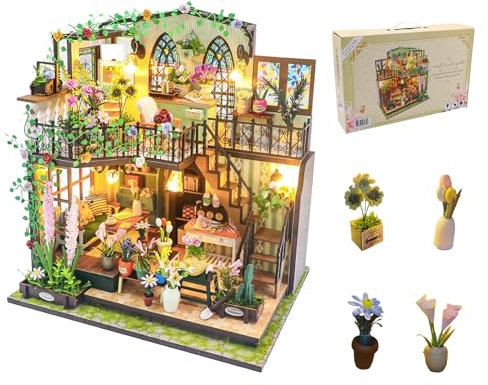 shrike Maison de Poupée 3D Jardin Enchanté | Puzzle Book Nook en Bois Kit DIY Miniature avec Outils - Découpe Laser Précise | Cadeau Créatif 14+ Décor Bibliothèque 23.5x22x17cm