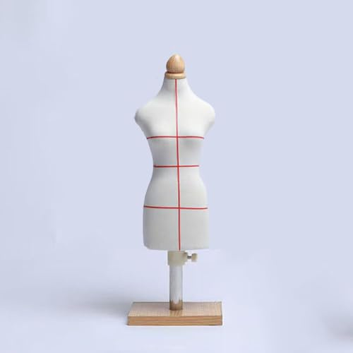1/2 1/3 1/4 Mini manichino femminile per bambola espositore per vestiti manichino torso tavolo espositore supporto per abiti forma di vestito con base in legno white 1/3 with red line