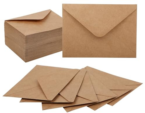 100 Stück Briefumschläge Kraftpapier 13×18 - Umschläge B6, 120g/m² braunes Kraftpapier, mit Nassklebeverschluss, geeignet für Briefe, Grußkarten, Einladungen, Geburtstagskarten usw.