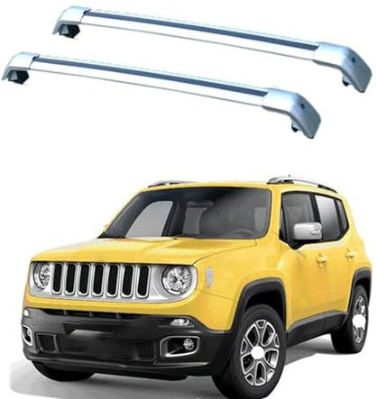 JUNYEW 2 Stück Aluminium Dachträger Relingträger für Jeep Renegade 2015-2023,Dachgepäckträger-Alu Relingträger,für Fahrradträger,Dachboxen Oder Als Skihalter,B