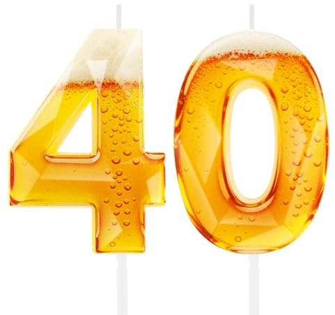 Divertidas velas de cumpleaños con temática de cerveza para hombres, decoración de pastel de 40 cumpleaños para amantes de la cerveza, suministros de fiesta de diseño novedoso para papá, marido