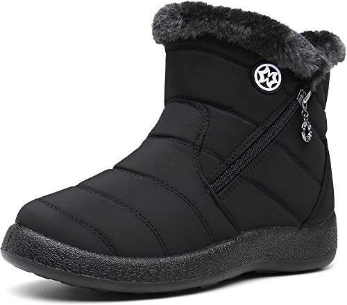 Gaatpot Damen Winterstiefel Wasserdicht Warm gefütterte Schneestiefel Winterschuhe Winter Kurzschaft Stiefel Boots Schuhe Schwarz 41