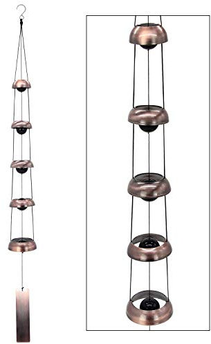 Temple Red Copper Wind Chimes, 3 Bells - Feng Shui Chimes for Garden Outdoor and Porch