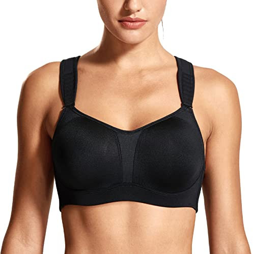 DELIMIRA Donna Reggiseno Sportivo Alto Impatto Taglie Forti Modellato con Ferretto Nero 4D