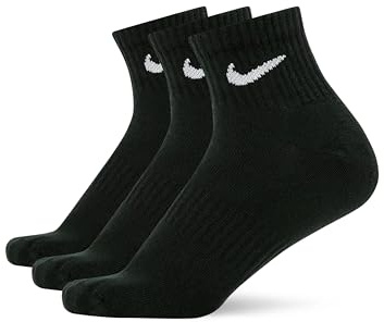 NIKE U Nk Everyday LTWT Ankle 3pr Calcetines, Black/(White), S Unisex Adulto