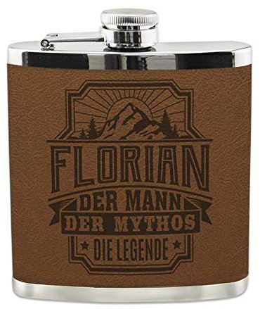 History & Heraldry Echter Kerl Flachmann Florian - individuell und personalisiert mit Gravur, Name und Spruch