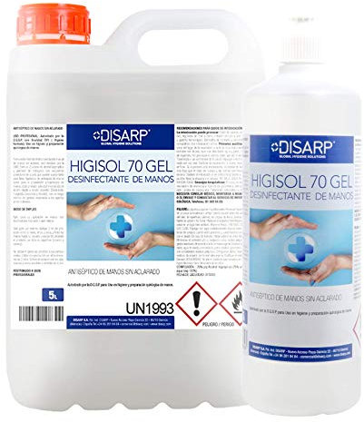 HIGISOL 70 GEL HIGIENIZANTE DE MANOS SIN ACLARADO ENVASE 5L