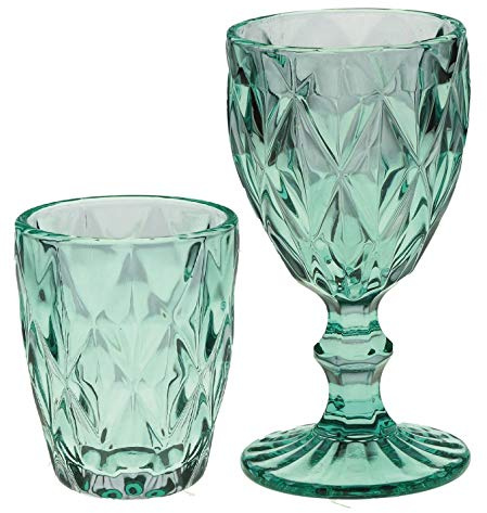 KEDEA Bicchieri Acqua in Vetro, Calici Colorati in Vetro, Calici Lavabili in lavastoviglie, Tumbler Acqua e Calici Vino Colorati in vetro GRAND PAVE' colore TURCHESE