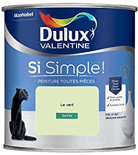Dulux Valentine Peinture Si Simple Peinture Intérieure Toutes Pièces - Peinture Mur et Plafond, Porte et Plinthe - Couleur : Le Vert - 0,5 L