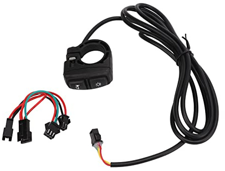 Hapivida Interruttore Clacson 2 in 1 Manubrio, Interruttori Pulsanti di Controllo Impugnatura Manubrio Neri, con Cavo Adattatore Luce per Bici Elettrica Scooter Moto