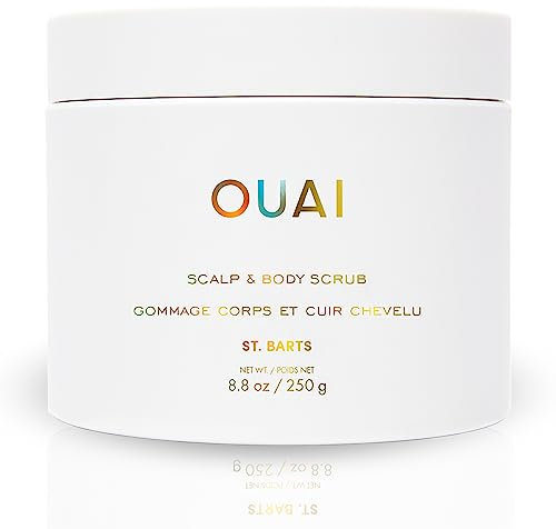 OUAI St. Barts Scalp and Body Scrub, Deep-Cleansing Sugar Scrub for Hair and Skin that Exfoliates and Moisturizes, 8.8 Oz