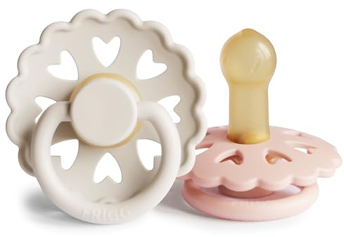 FRIGG Andersen Fairytale Natural Rubber Baby Pacifier | Made in Denmark | BPA-Free (Cream/Blush, 6-18 Months)