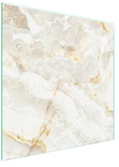 TMK ArtDeko Plaque de protection pour cuisinière électrique à induction - 50 x 52 cm - En verre - Protection contre les éclaboussures - Décoration - Planche à découper - Marbre