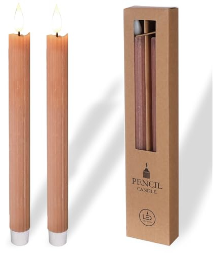 comforder Real Wax LED Taper Candle Electric -Flickering Candles Battery Operated (Set of 2), Electric Candles Flickering with Timer Function (Mauve)