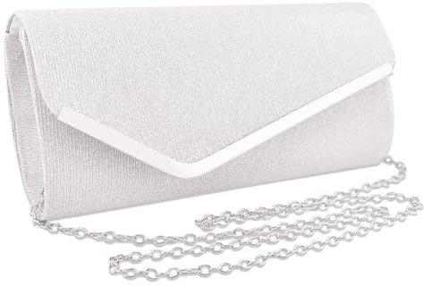DKDDSSS Damen Clutches - Exquisite Silberne Handtasche für Damen, Abendtasche mit Glitzer - Ideal für Hochzeiten und Feierlichkeiten - Silberne Tasche mit Eleganz und Stil