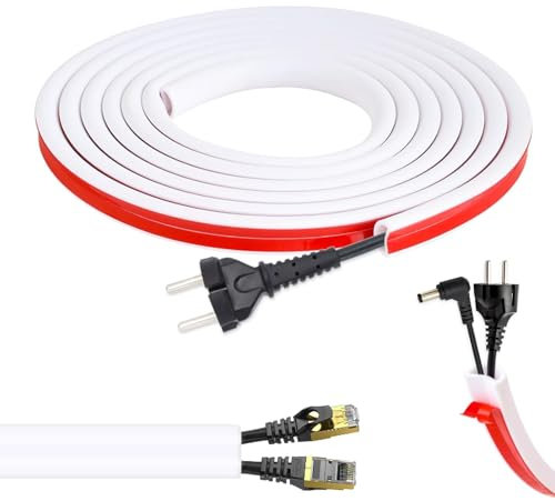HARY Cable Trunking White, 2M Self-Adhesive Wire Covers for Cables Wall, 15x10mmPVC Cable Hider, Paintable Cable Raceway for TV & Office, Trunking for Electric Cables Cover