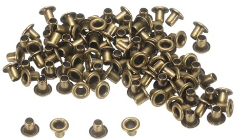 sourcing map 100set Grommets Kit Metal Eyelets 2mm Hole Tiny Grommet for Shoes Clothes Belt Bag DIY Project, Bronze