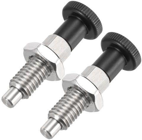 PATIKIL Push Fit Ball Nose Spring Plunger, 2 Pcs M10x1.5 Spring Return Knob Plunger 304 Stainless Steel Retractable Coarse Thread Index Plunger for Industrial Equipment