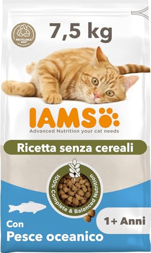 IAMS Nourriture pour Chat sans céréales avec Poisson - Nourriture sèche pour Chats Adultes à partir de 1 an - 7,5 kg