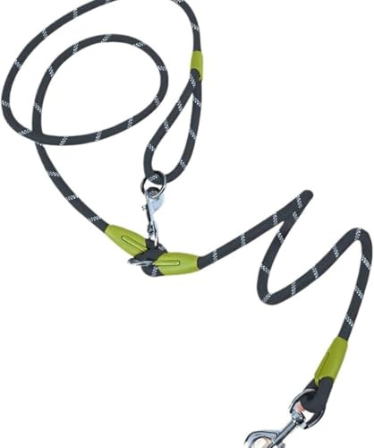 Guinzaglio a tracolla per cani a mani libere, guinzaglio riflettente resistente per escursionismo, allenamento e attività all'aperto, cintura regolabile sicura per camminare a mani libere (nero)