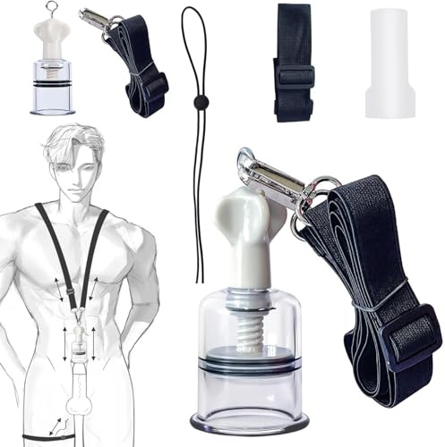 Kit estensore for pene uomo - Set 3 in 1 for allungare il pene con pompa in silicone e cinghie collo e gambe | Giocattoli sessuali adulti esercizi di allungamento maschile (nero)