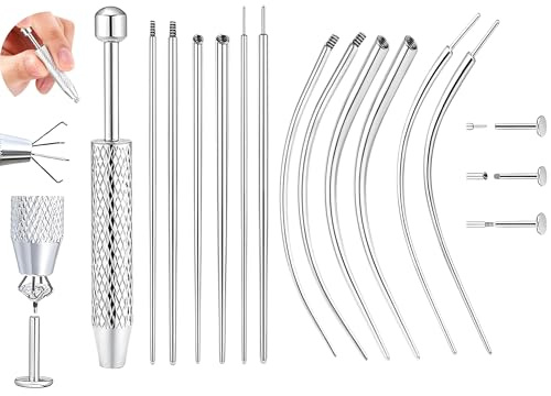 Set di 13 Aghi per Piercing, Pinza per Piercing Adatta a Orecchio/Naso/Labbro/Lingua, Apribolle per Piercing, Aiuto per l'Insersione per Apertura e Sostituzione di Gioielli