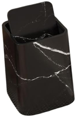 siduytin Poubelle de cuisine en marbre, élégante et fonctionnelle, à double compartiment, pour salle de bain. Corbeille à déchets carrée en marbre, S Noir