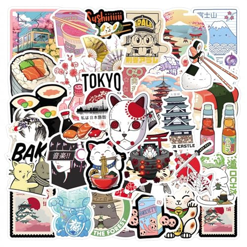 JHXhhthongtong 110 stycken japanska kulturklistermärken, reseklistermärken, tecknade anime-klistermärken, vattentäta vinylklistermärken, för scrapbook, skateboard, bil, bagage, vattenflaska, telefon