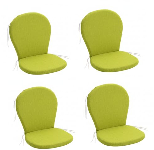 PIND Cojín para Silla de Exterior en Forma de Guitarra Pack 4 Unidades - Almohadilla Acolchada para Silla 50x92x3,5 cm con Cremallera y Cordones Ajuste. (4, Pistacho)