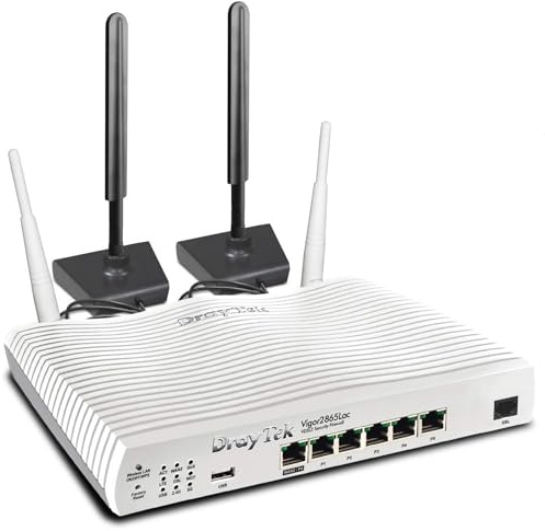 DrayTek Vigor 2865Lac (OEM-version) – 4G Ethernet-router, VDSL/ADSL, 5+1 GbE LAN-portar med VLAN, VPN Dual Band, Mesh, Dual-SIM 4G+ LTE-modem, SMB
