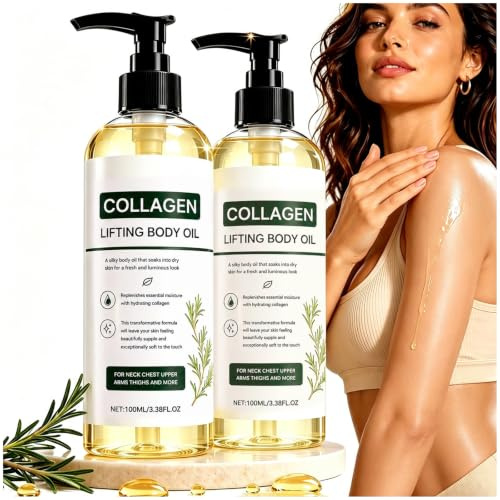 2Pcs Huile Corporelle Liftante au Collagène pour Femmes, Huile Raffermissante Anti-Cellulite Hydratante, Soin Corps Massage Relaxant, Atténue les Ridules, Illumine le Teint, Collagen Lifting Body Oil