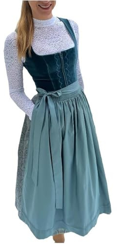Générique Dirndl Femme Robe Oktoberfest Costume Traditionnel Blouse Dentelle Jupe Midi Tablier Tenue Wiesn Fête Populaire Célébration,Bleu marine