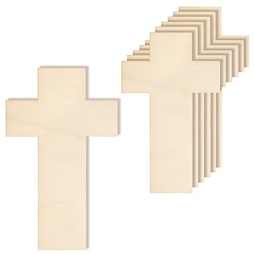 Creative Deco 10 x Große Kreuz Anhängers aus Holz | 20 x 12,5 cm | zum Basteln und Bemalen | Perfekte Ausschnite für Bemalen, Dekorieren, Geschenk & Decoupage Blanko