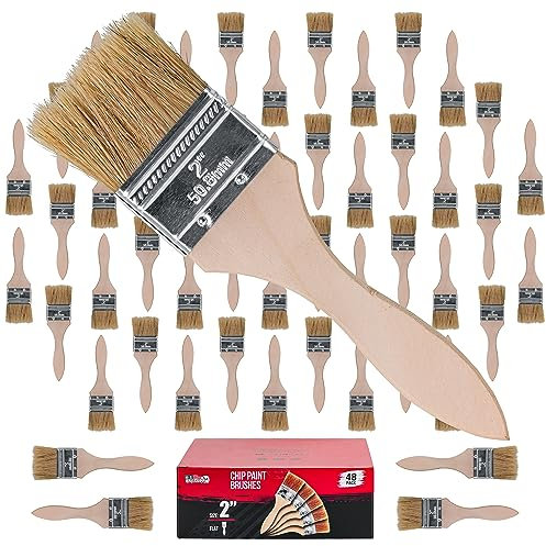 U.S. Art Supply 48 Pack of 2 inch Paint and Chip Paint Brushes for Paint